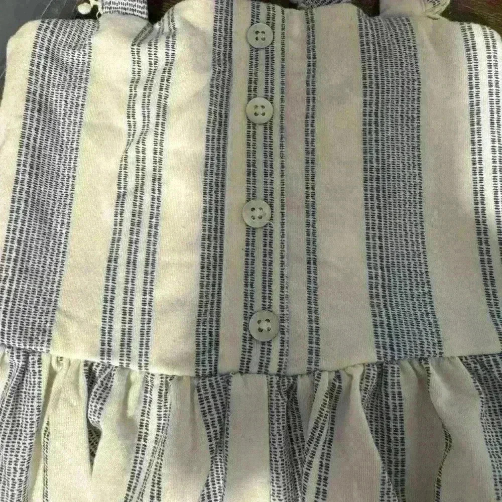 Jessica Simpson blue and cream romper 0-3m EUC - Picture 4 of 4